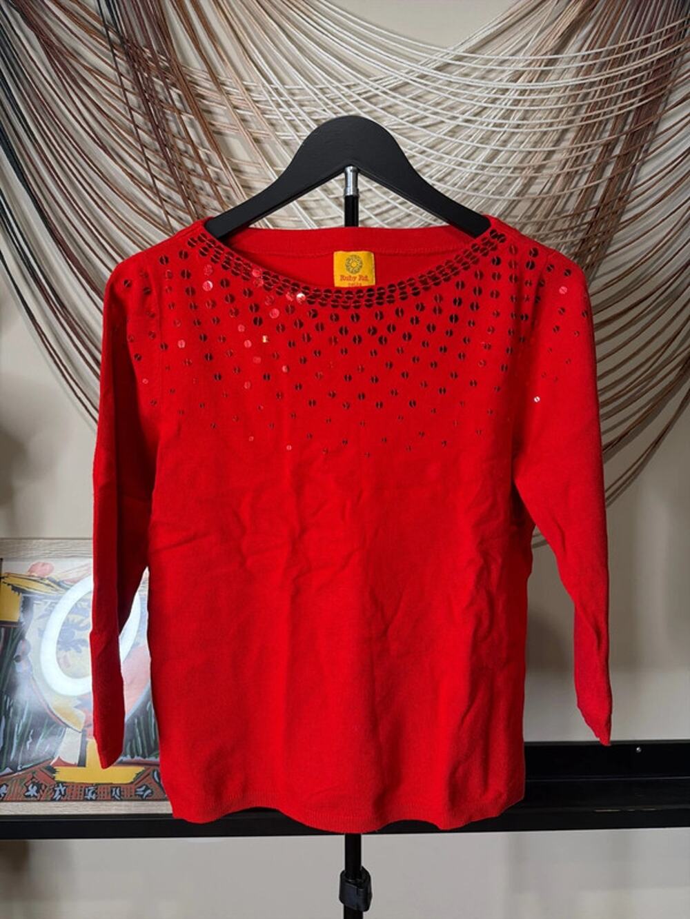 3 for $9 Ruby Road petite M EUC red sequin sweater 2377